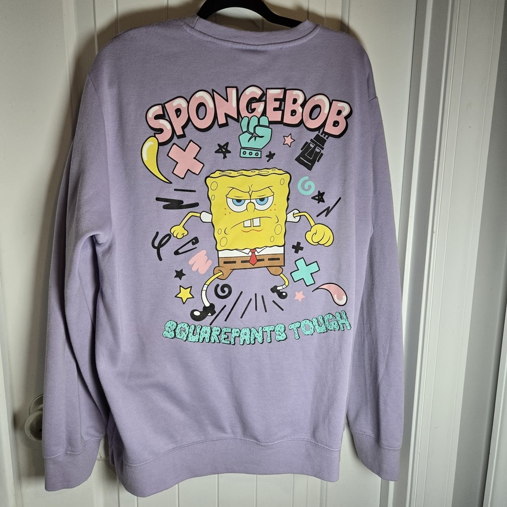 SpongeBob SquarePants Purple Sponge Bob Strong Sweatshirt Size XLarge Unisex EUC